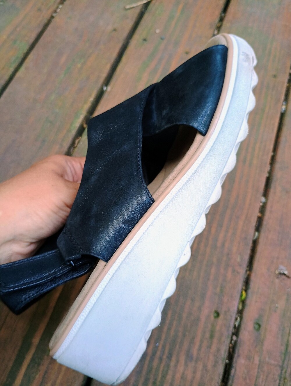Clarks Jillian Jewel BLACK Leather Comfort Wedge Sandals (Womens 10 W) - Picture 4 of 6
